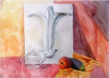 Натюрморт с гипсовой розеткой. Родыгина Валерия, 3 класс.
